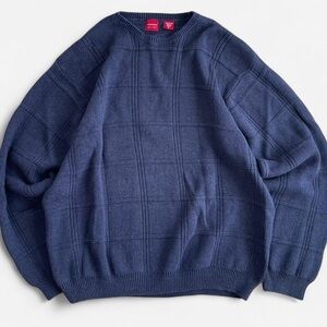 Navy Blue Vintage 90s Arrow Knit Crewneck Sweater XL